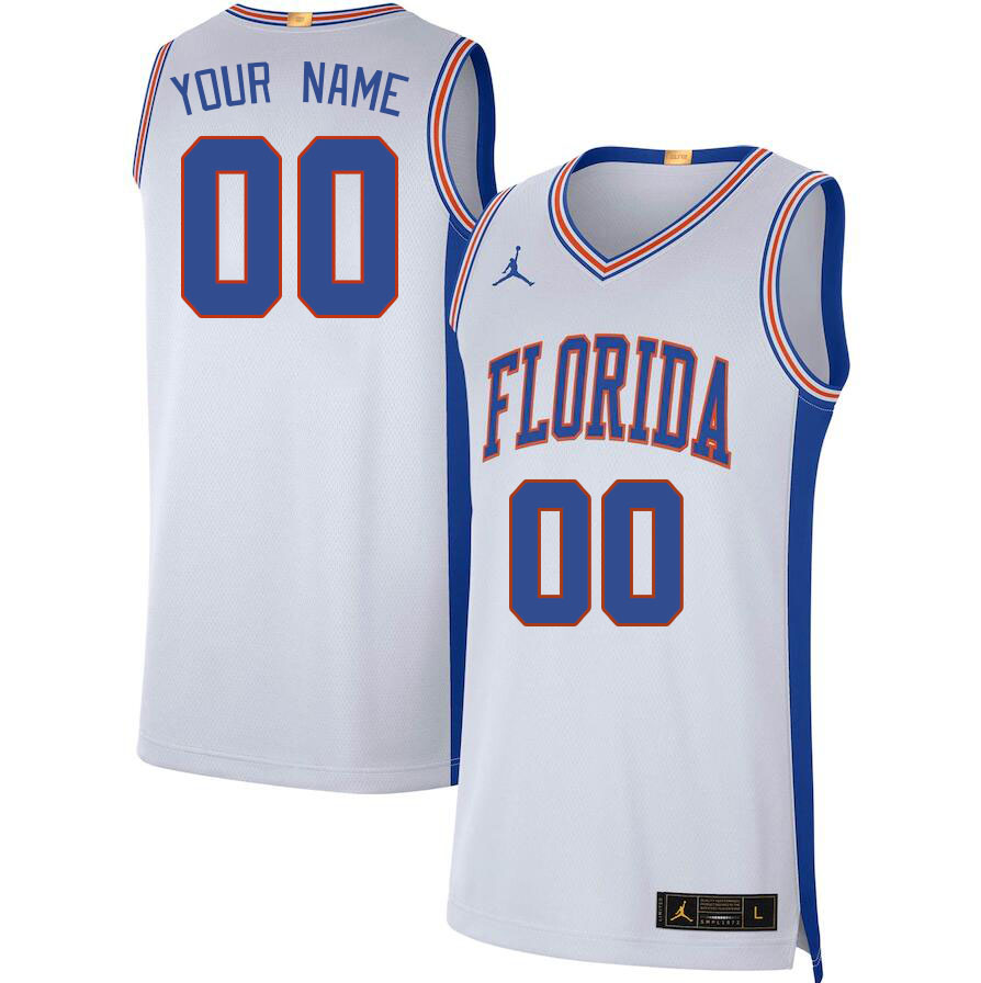 Custom Florida Gators Name And Number College Basketball Jerseys Stitched-White - Click Image to Close